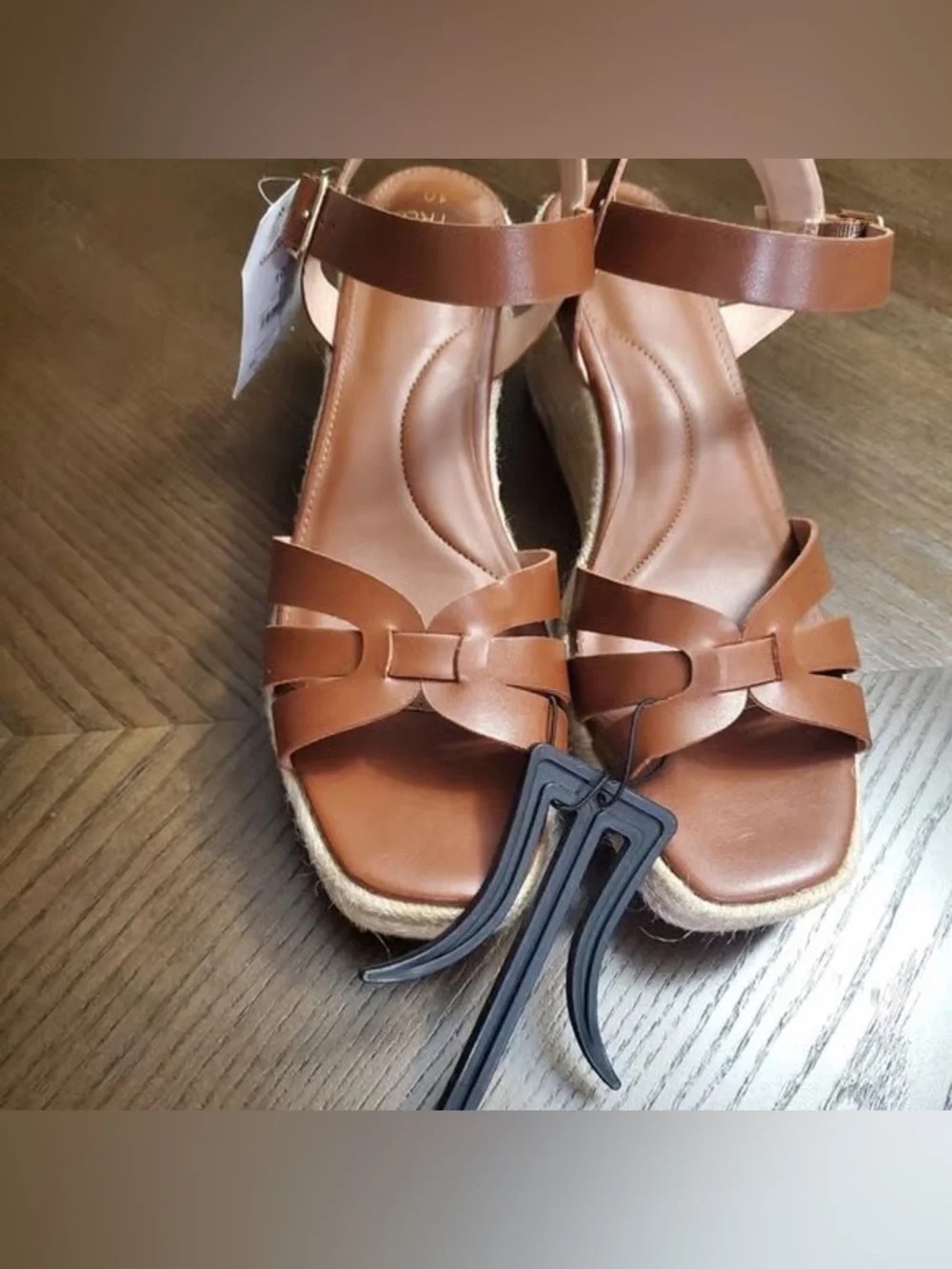 Time and Tru Brown Women's Espadrille Wedge Sandals